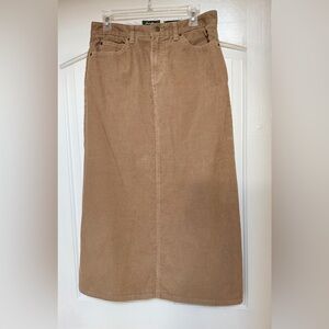 Vintage Eddie Bauer Stretch Tan Corduroy Maxi Skirt, 8 Petite, EUC